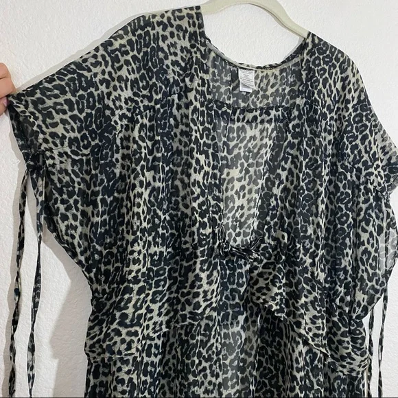 Sz: XXL/XXXL (2X-3X) Dark Leopard Print & Tie-Dye Multi-Color Swim Cover Kimonos - Picture 5 of 14
